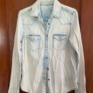 Ombré wash denim button up